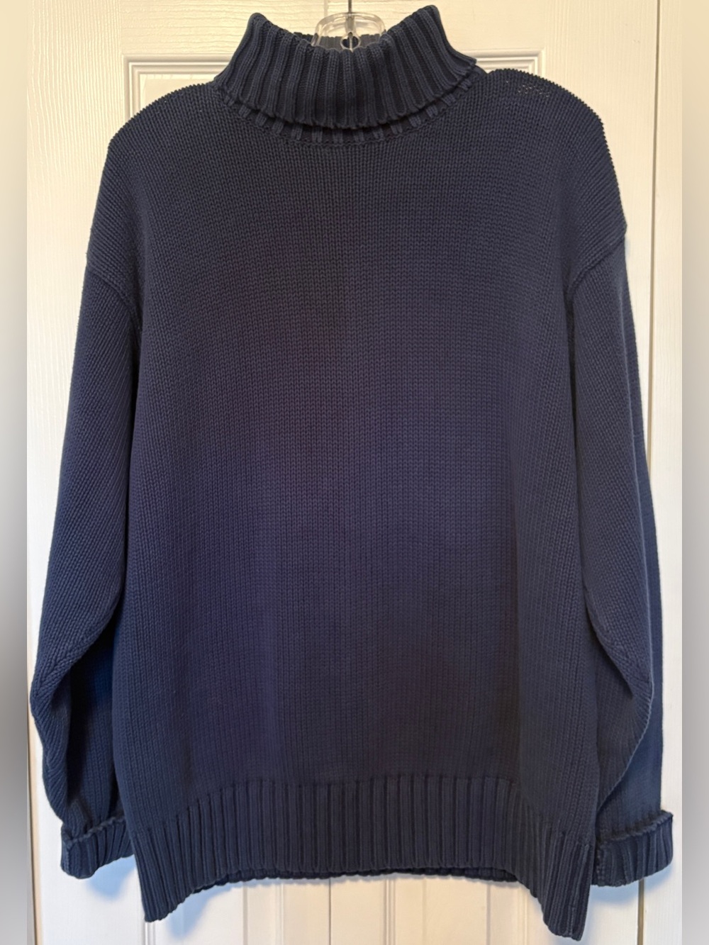 Vintage 1990s GAP Chunky Shaker Knit Turtleneck Sweater Navy Blue X-Large